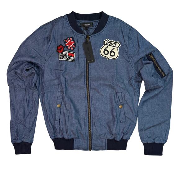 Black Label Women’s S Lightweight Bomber Jacket w/ Route 66 Patch – NWT - Picture 1 of 12